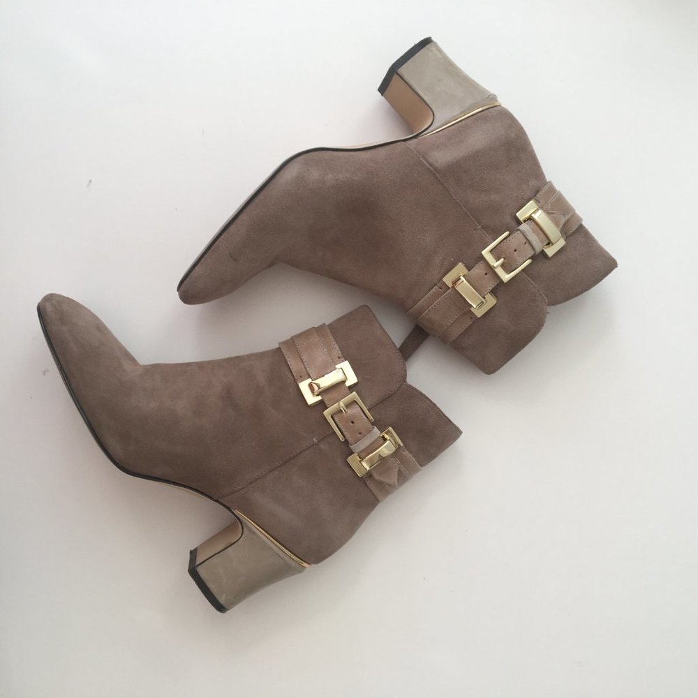 Joan & David Darenton Booties in Beige Suede